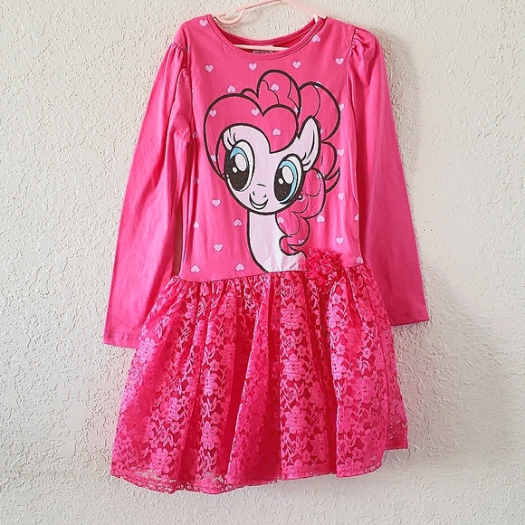 fitted lace wedding dress Baby Girls Long Sleeve Dress Cartoon Pony Flower Dress by MomyMall main image 0